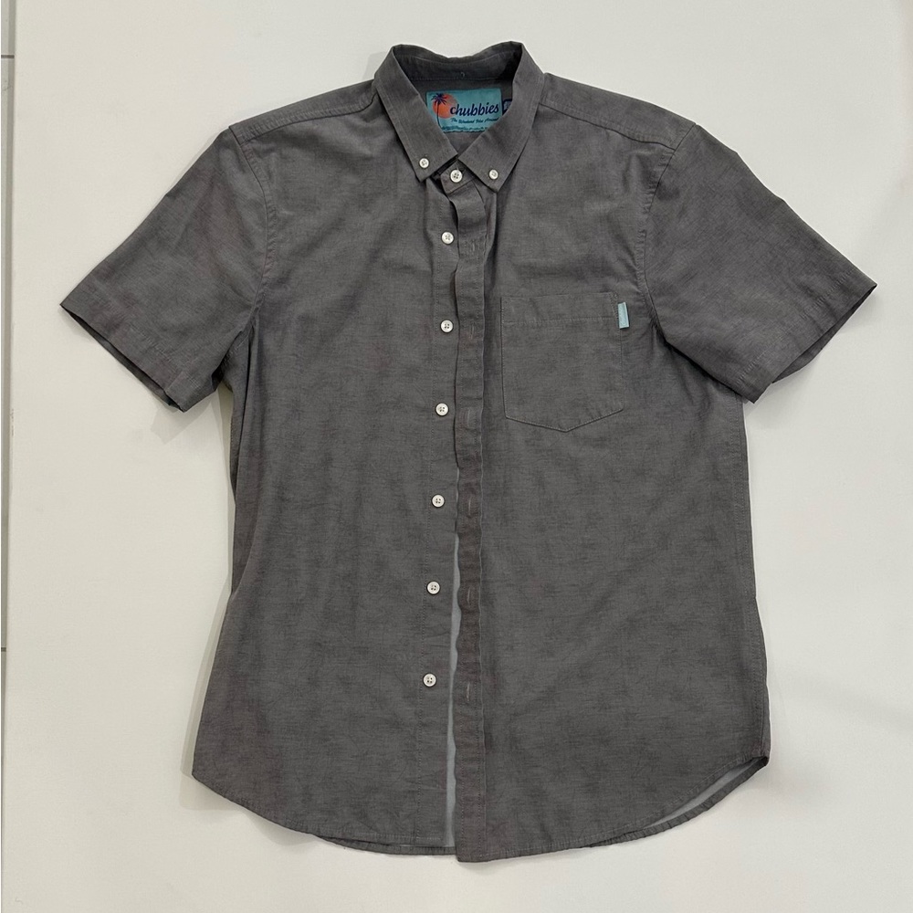 Chubbies button down gray shirt
